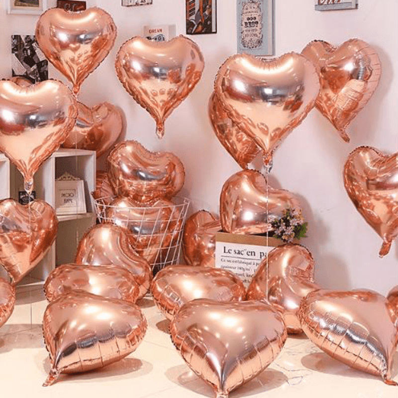 

10pcs/set 18 Inch Rose Gold Aluminum Film Love Balloons For Valentine's Day Gift Or Party Decoration, Good Gifts For Boys&girls To Have Perfect Fun Time To Play Activity Easter Gift