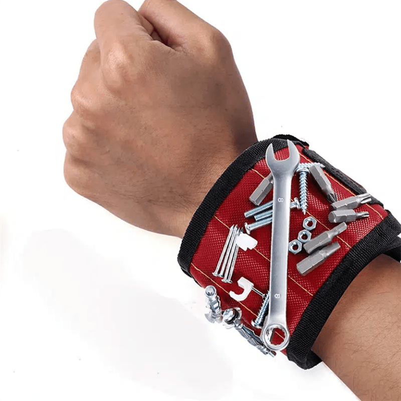 Magnetic Wristband -Black- with Super Strong Magnets Holds Screws, Nails, Drill Bit, Unique Wrist Support Design Cool Handy Gadget Gifts for