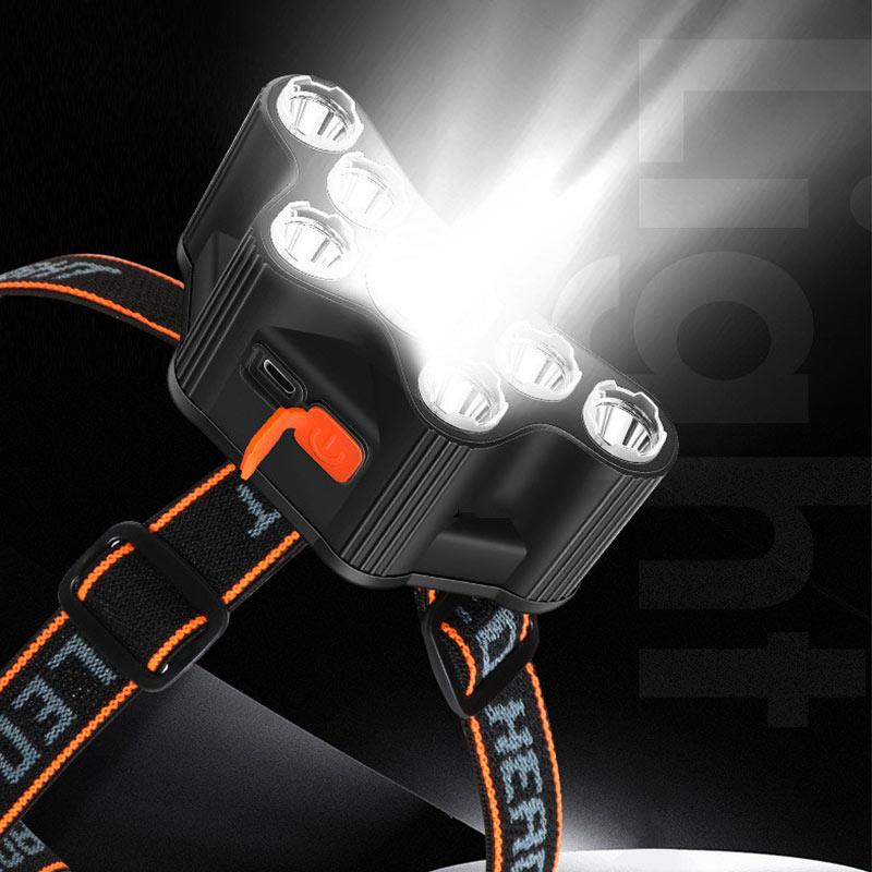 Strong Headlight Led Five-head Aircraft Light Usb Rechargeable 7-head  Miners Lamp Head-mounted Flashlight Usb Charge Temu Japan