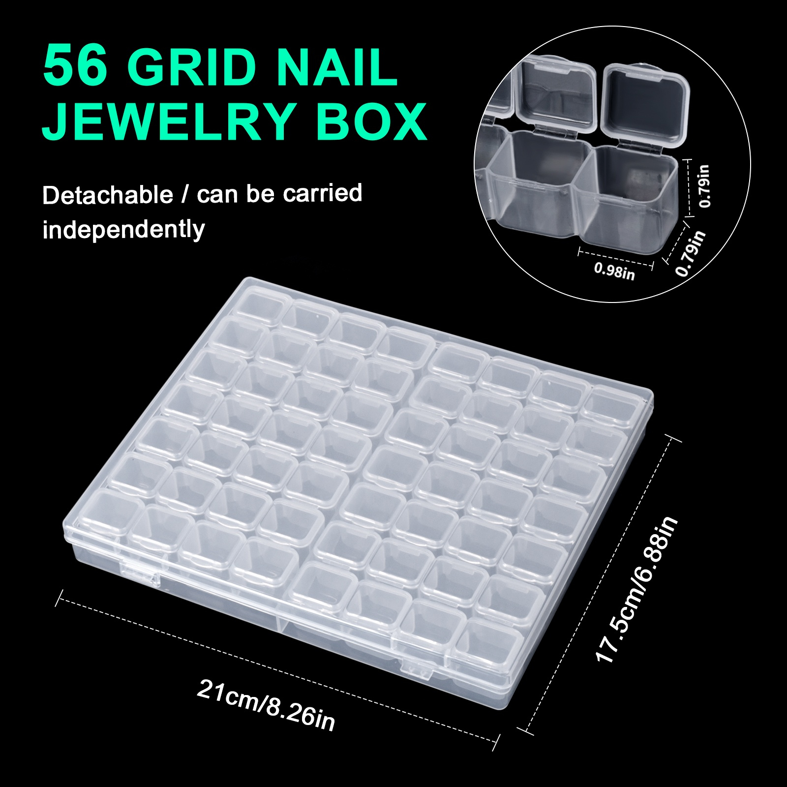 48 Grids Plastic Box Adjustable Jewelry Box Beads Pills Nail Art Storage  Box Organizer for the office housekeeping organization