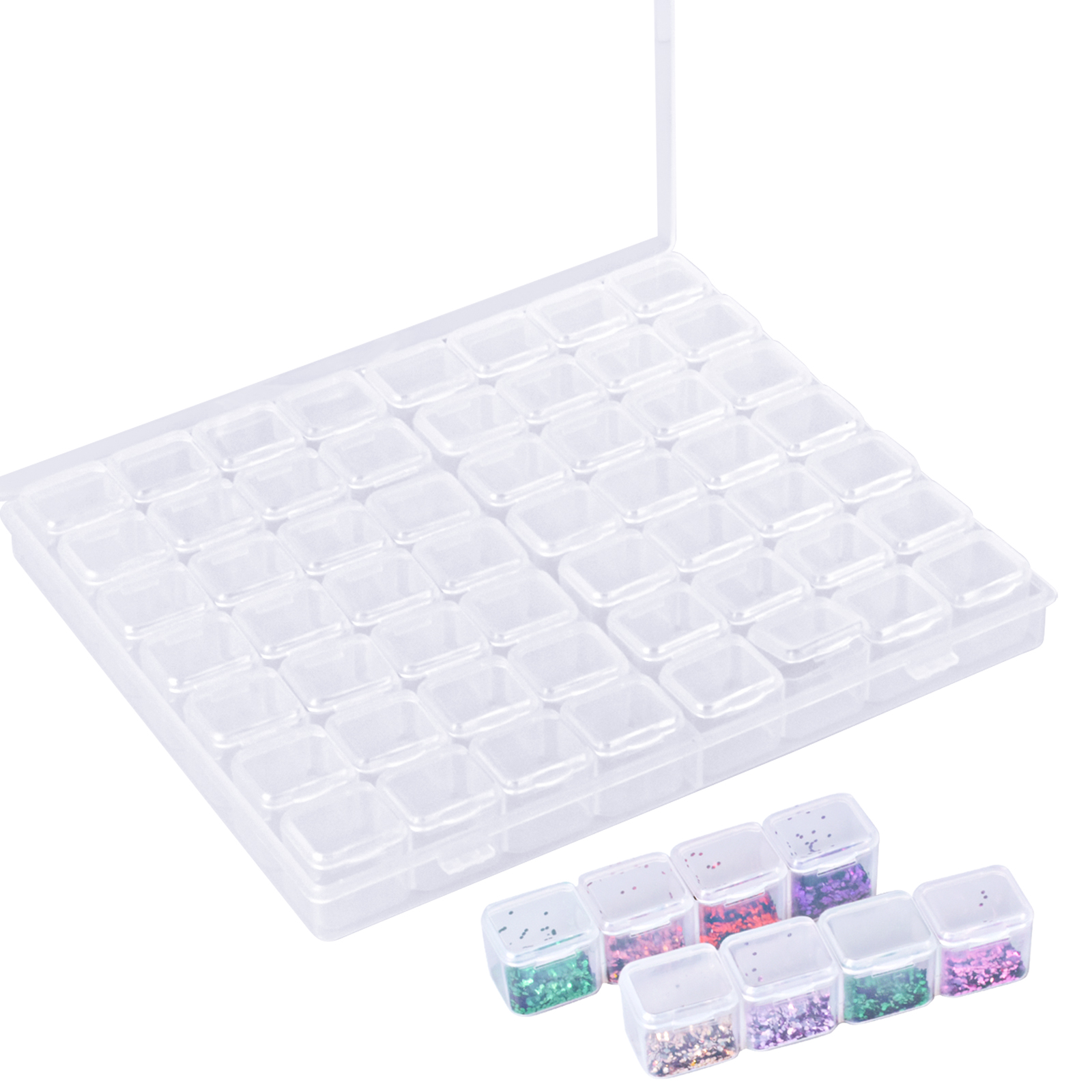 64 Grids Seed Storage Organizer Box, Plastic Transparent Seed Storage Box  Garden Seed Container with 64 Pcs Label Stickers & Tweezers, Portable Seed