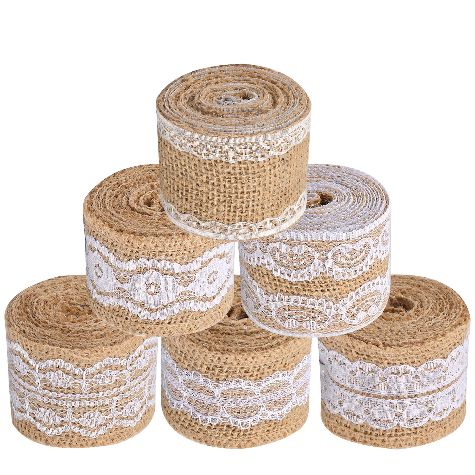CRASPIRE Burlap Ribbon, Hessian Ribbon, Jute Ribbon, with Lace, for Jewelry  Making, Black, 1-1/2 inch(38mm), about 2m/roll