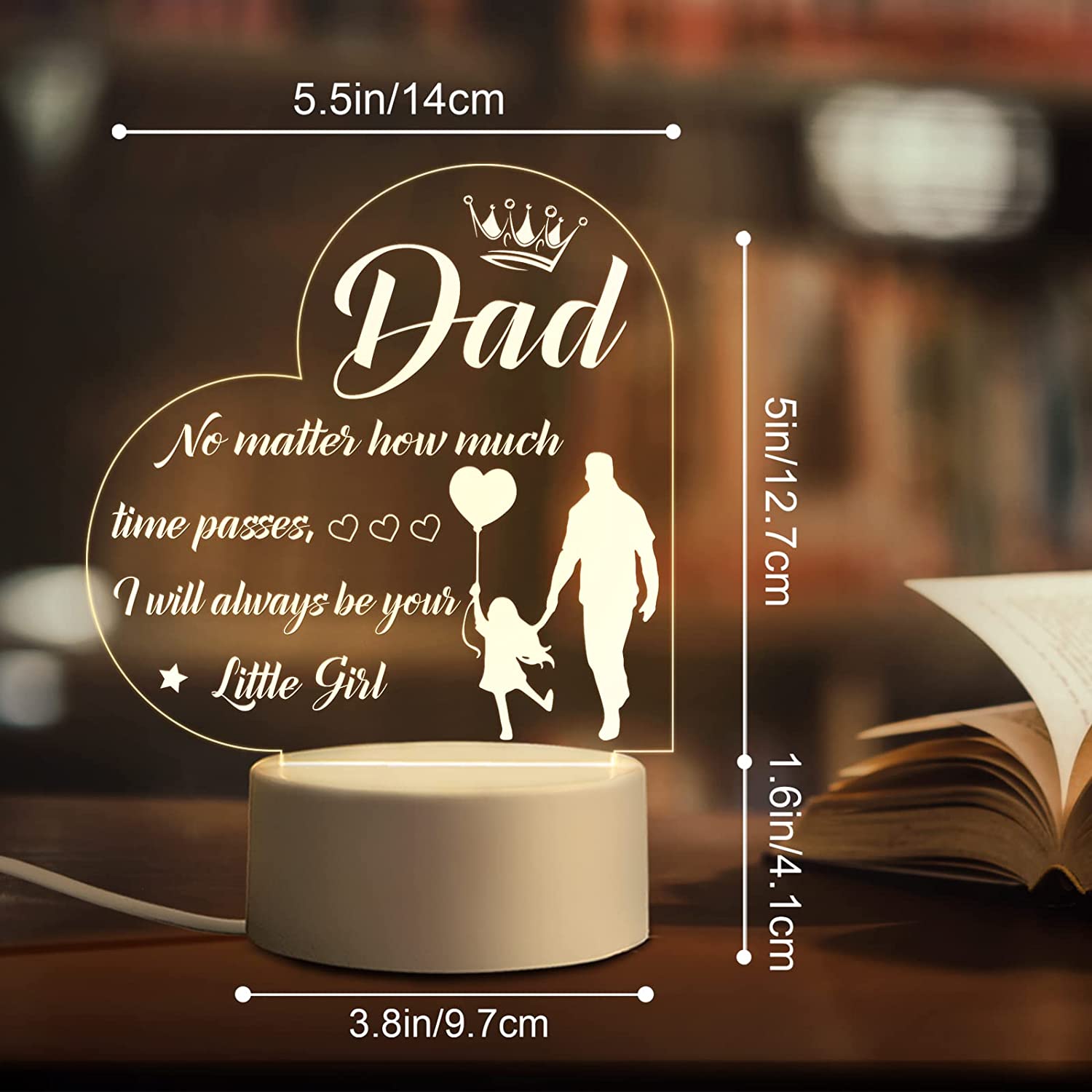 FEBDEY I Love My Dad-Best Dad Birthday Gifts from Daughter Son-Dad Birthday  Gifts Night Light，Room Decoration Dad's Gifts