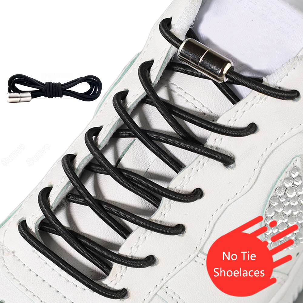 Lazy Shoelaces Half-round Shoelaces No-tie Shoelaces Metal Capsule Buckle  Elastic Stretch Shoe Laces For Sports Shoes