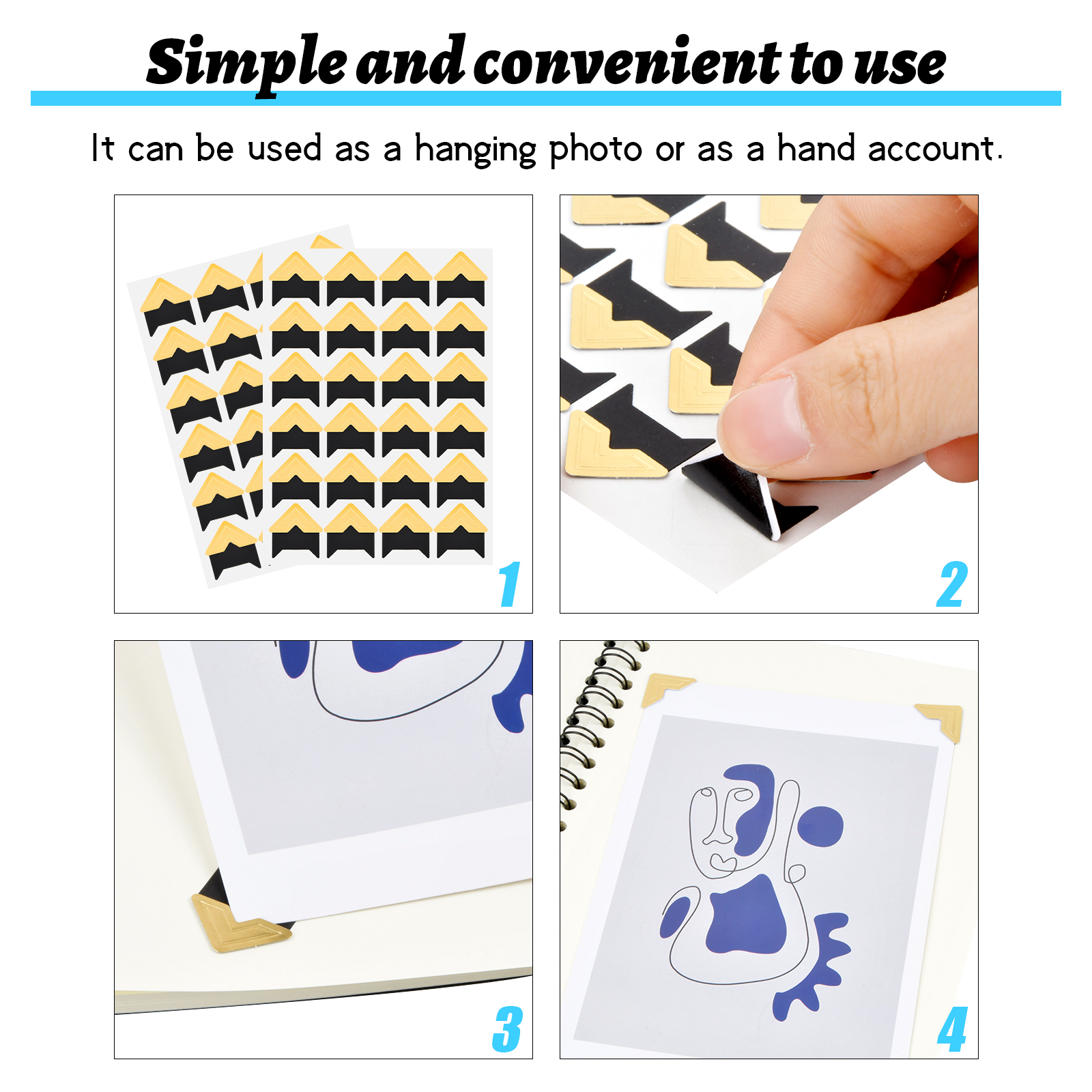 12 Sheets Self-Adhesive Photo Corners Scrapbooking Photo Mounting Stickers  Photo Corners
