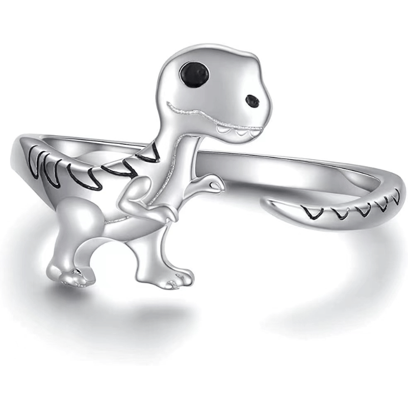 Skyrim Heart RAWR Dinosaur Rings Stainless Steel Anti Stress Spinning  Rotate Fidget Ring Appreciation Jewelry Gift for Men Women