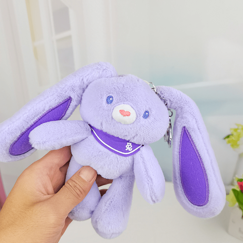 Plush Bunny Rabbit with Pulling Ears Doll Keychain Gift Toy for Boy and  Girl.