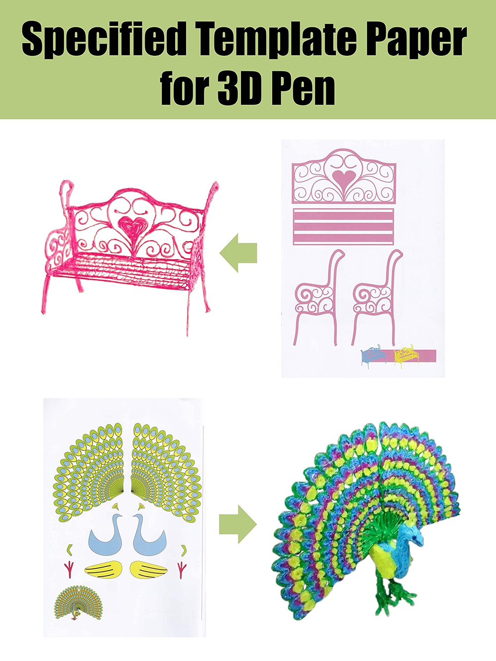 3D Pen Stencils, 20 Sheets 40 Patterns 3D Drawing Paper Templates, with a  Reusable Transparent PVC Drawing Board, 3D Art Pen Accessories Set for Kids