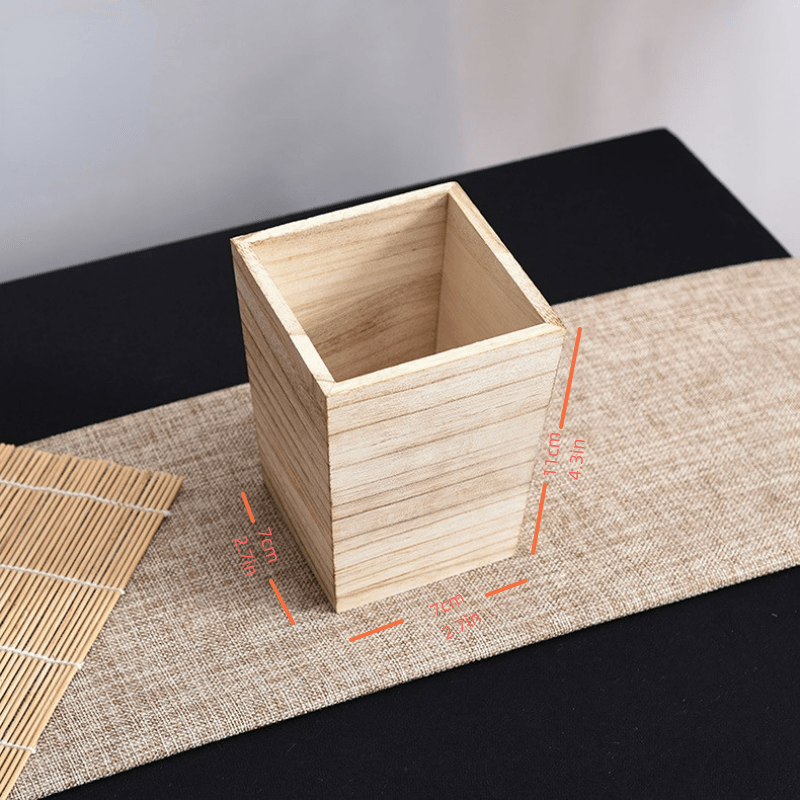 Wooden Box Square Rustic Wooden Box Craft Storage Organizer - Temu