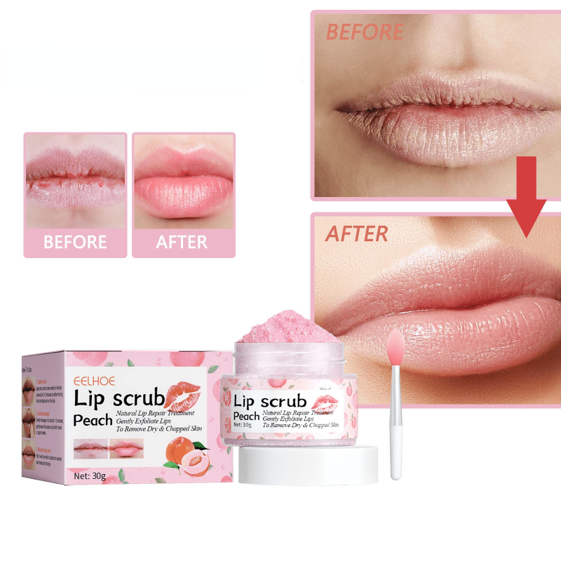 1pc New 30ml Peach Lip Scrub, Reduces Lines Hydrates Removes Dead Skin