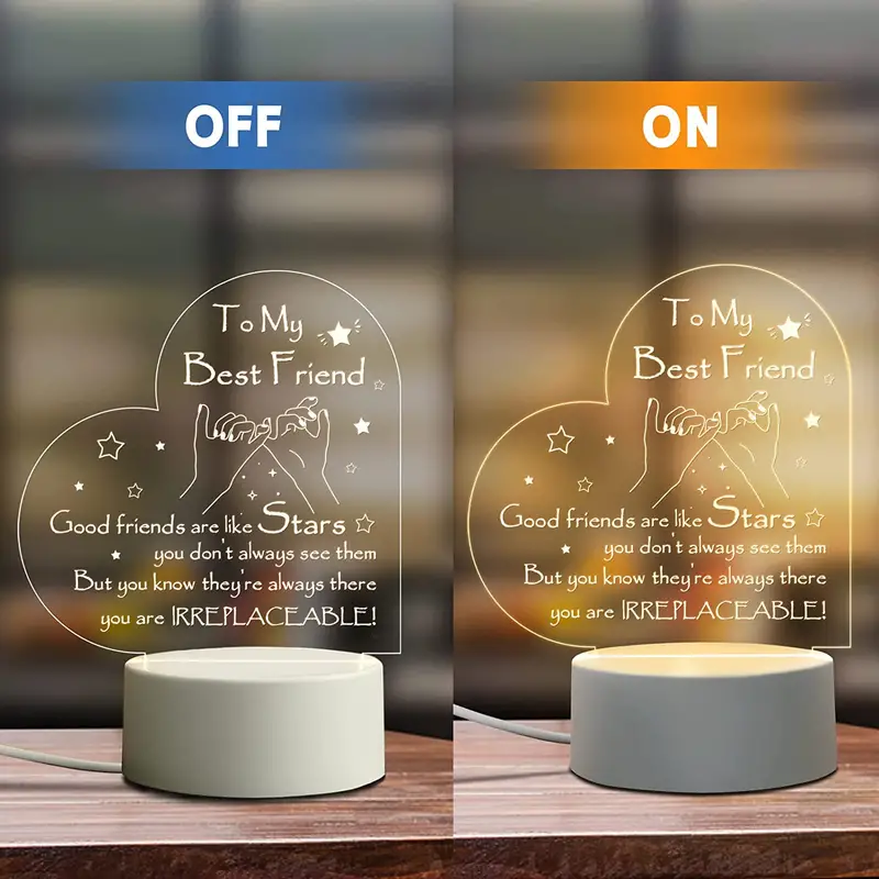 Light Up Your Friendship: Unique Engraved Night Light Gift For Best Friends,  Bffs, And Besties! - Temu