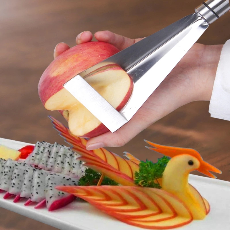 1pc Multifunctional Vegetable & Fruit Peeler With Stainless Steel Triangle  Push Knife & Creative Carving Design Suitable For Fruit Plate Platter  Serving Slicing Apple