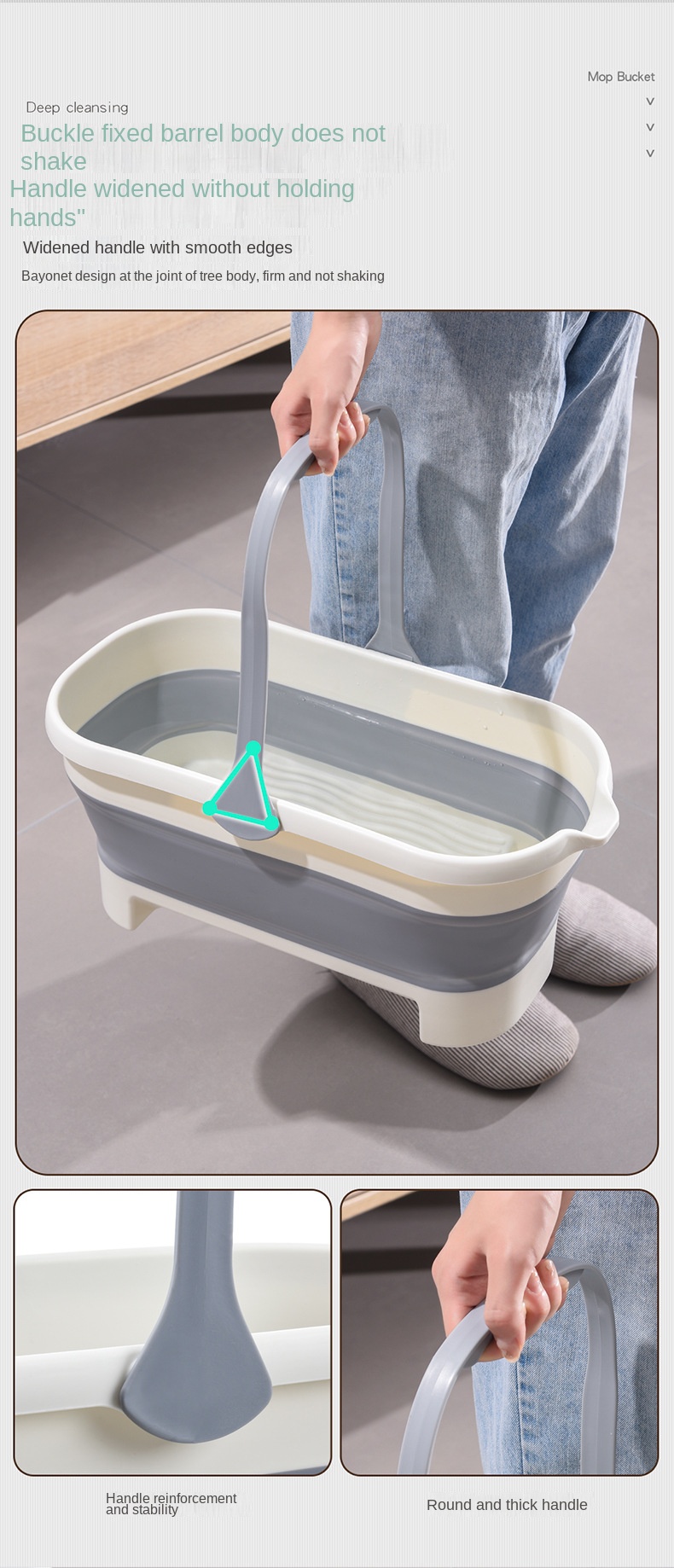 Foldable Water Bucket, Flexible Material Bucket Folding Mop, Secure Grip  Cleaning Mop Bucket, Durable Collapsible Bucket, Multi-Function Foldable