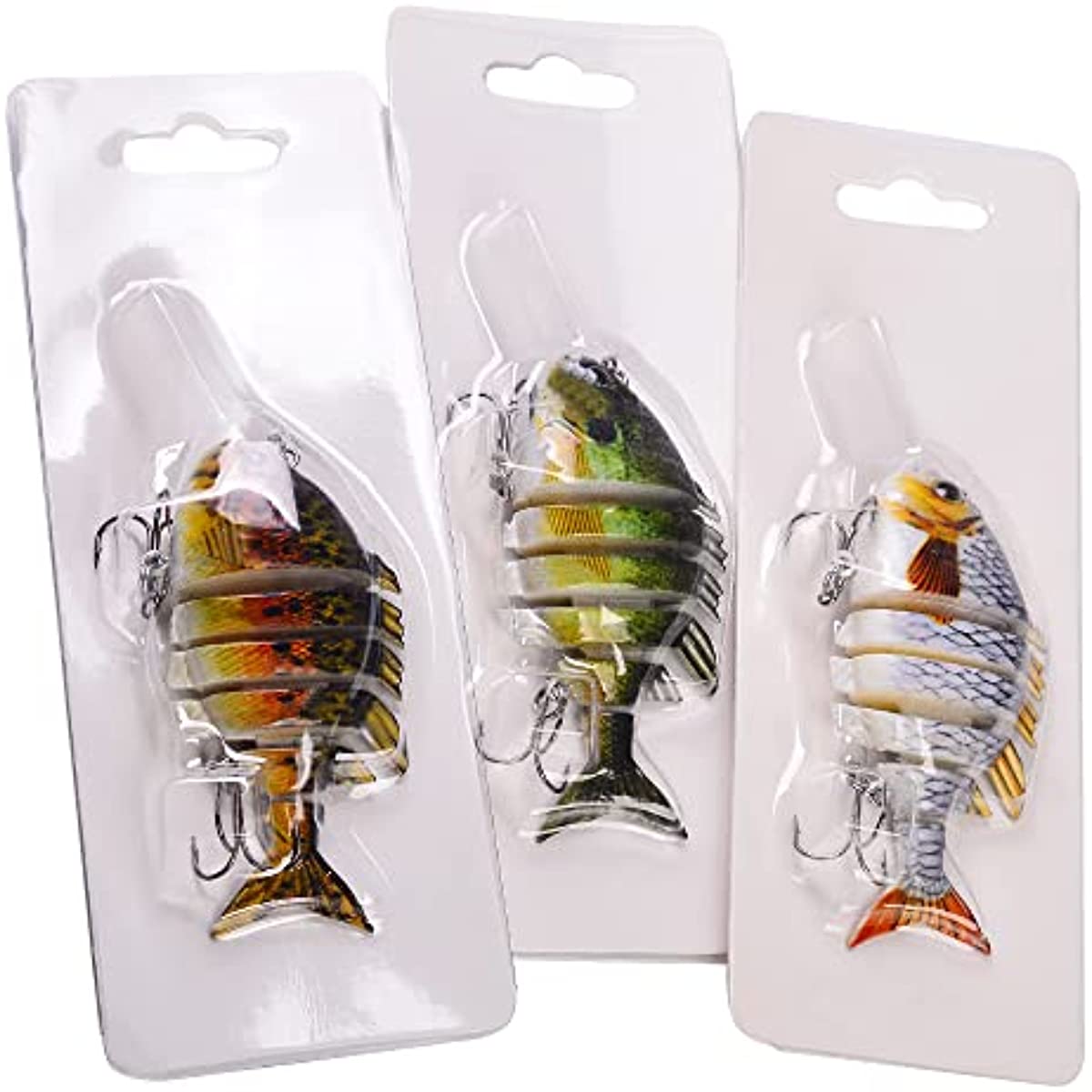 ICRPSTU Hard Bait 3D Simulated Skin Fishing Lures Kit Eyes with Barbs for  River