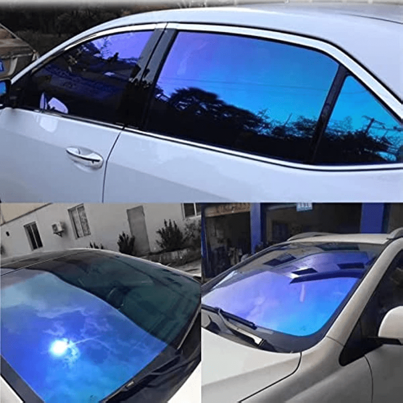 

Chameleon Window Tint Film For Cars, Car Window Tint Dark Blue Solar Protection Film Scratch Resistant 65% Vlt Windshield Sun Shade Heat & Uv Block