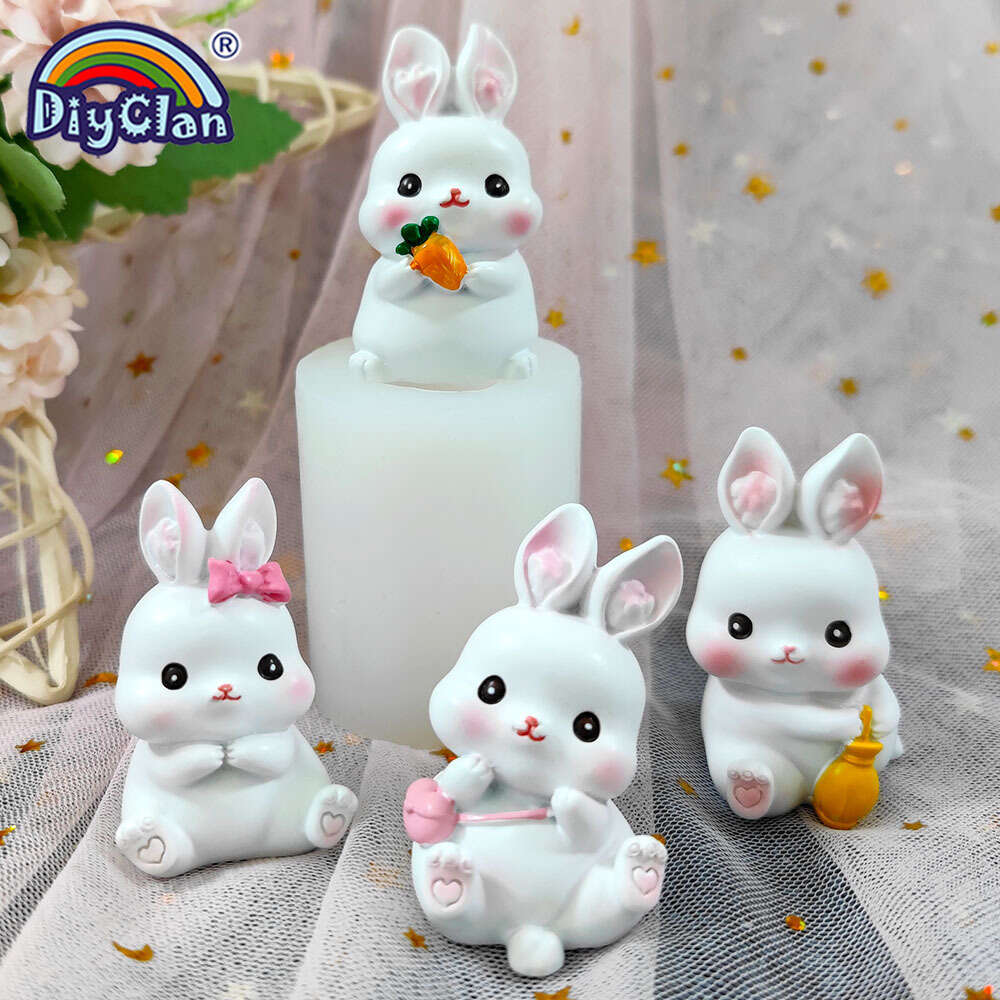 7 velas de Pascua con forma de conejo de Pascua, velas coloridas de cera de  soja, velas de conejo sin perfume, regalo de Pascua, lindo conejo