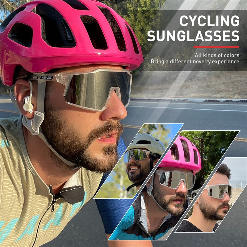 4 Lens Cycling Glasses Men and Women Bicycle Glasses Mountain Mountain Bike Riding UV400 Sunglasses Polarized Goggles, Safety Glasses Outdoor