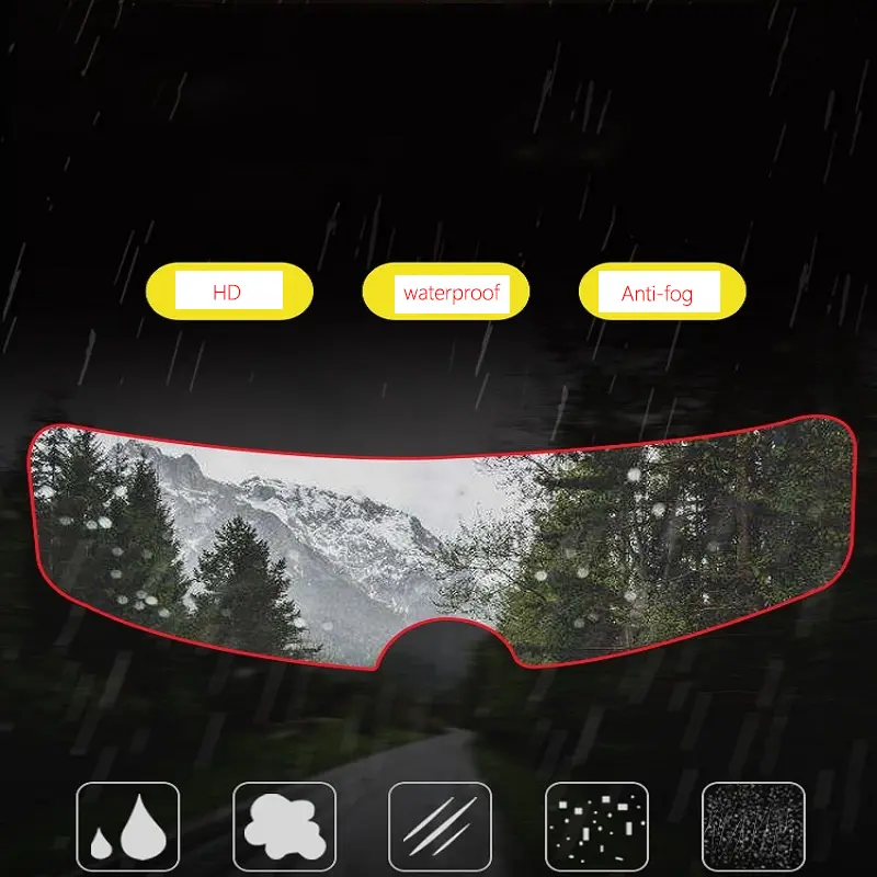 motorcycle helmet waterproof lens film universal rain fog protection film transparent lens sticker helmet anti fog film visor shield rainproof len details 5