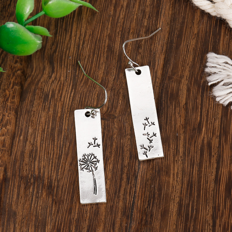 Simple Personality Drop Earrings Metal Geometric Plant Flower Hook