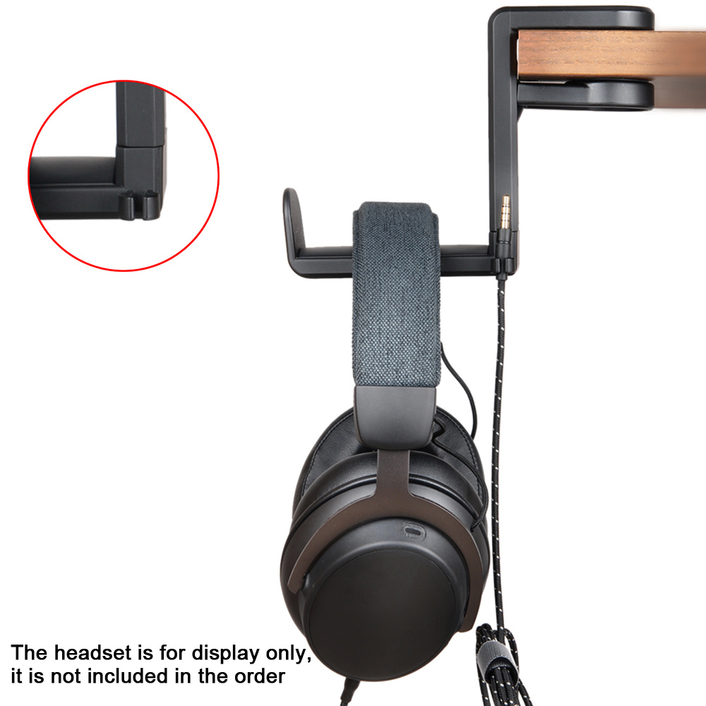 Crochet de suspension pour casque audio à installer en-dessous d'un bureau