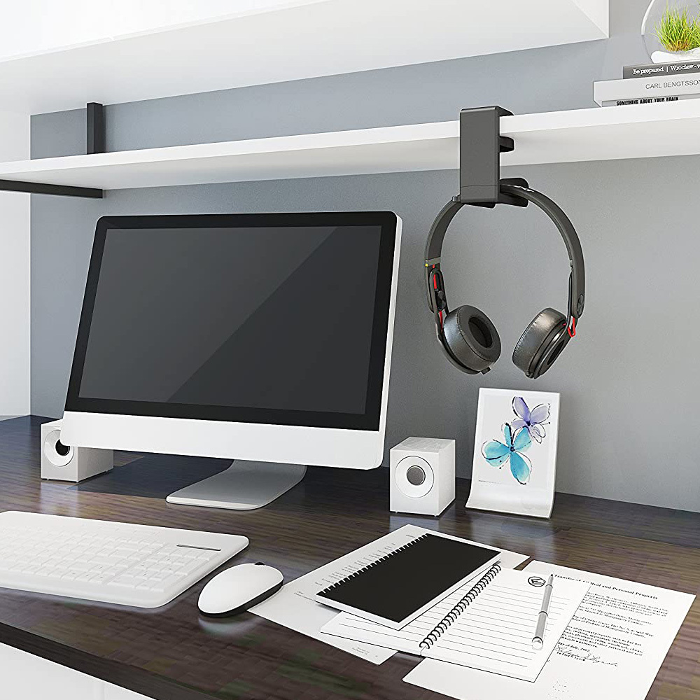 PC Gaming Headset Headphone Hook Holder Hanger Mount, Headphones Stand with  Adjustable & Rotating Arm Clamp, Under Desk Design, Universal Fit, Built