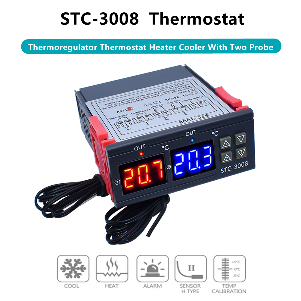 Digital thermostat, hygrometer STC-3028 with external