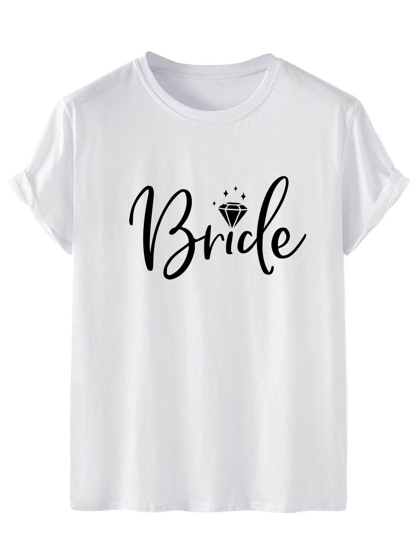 Team Bride Print T shirt Short Sleeve Crew Neck Casual Top - Temu