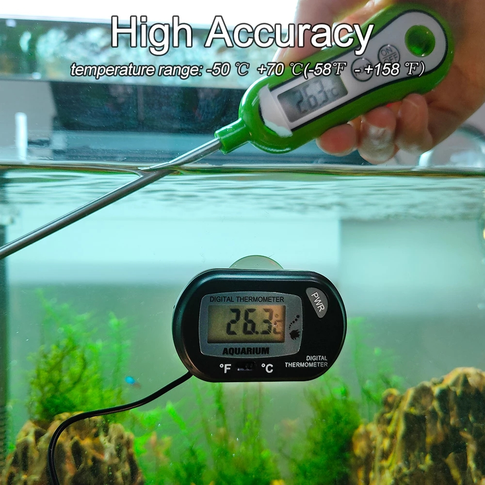 Digital Lcd Aquarium Thermometer With Suction Cups And Waterproof Probe For  Aquarium Fish Tank, Reptile Terrarium (2pcs)