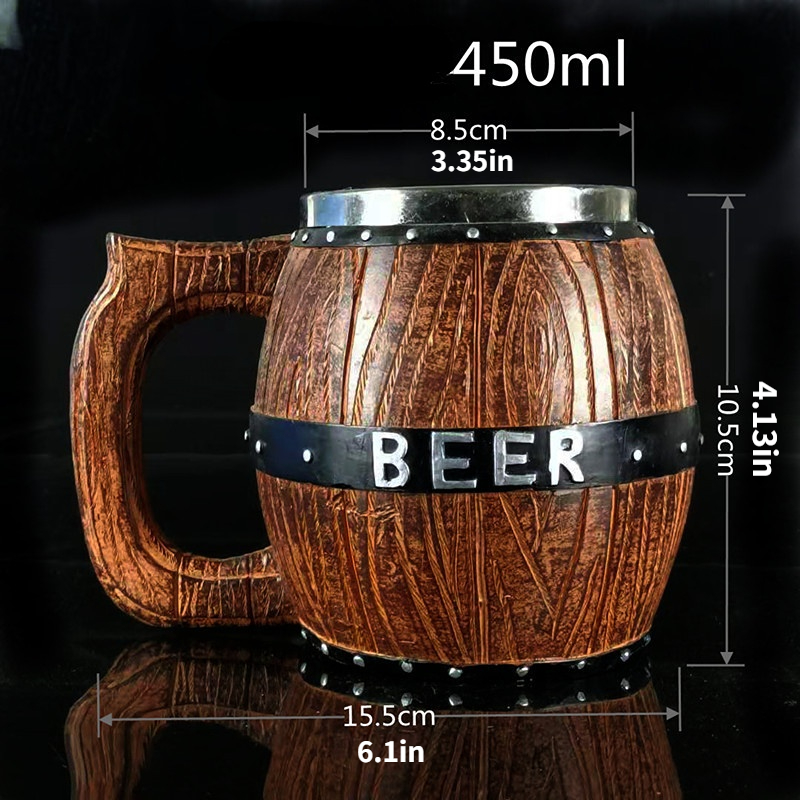 Wood Mug Tankard Beer Mug Drinking Cup Tea Cups Large for Men Women Gift