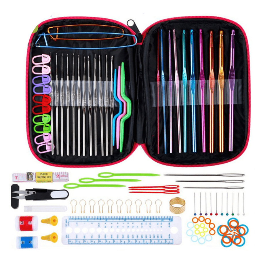 

Crochet Hook Kit, Knitting Needles Multicolor Aluminum Ergonomic Yarn Knit Craft Art Sewing Tools Diy Hand Accessories With Case