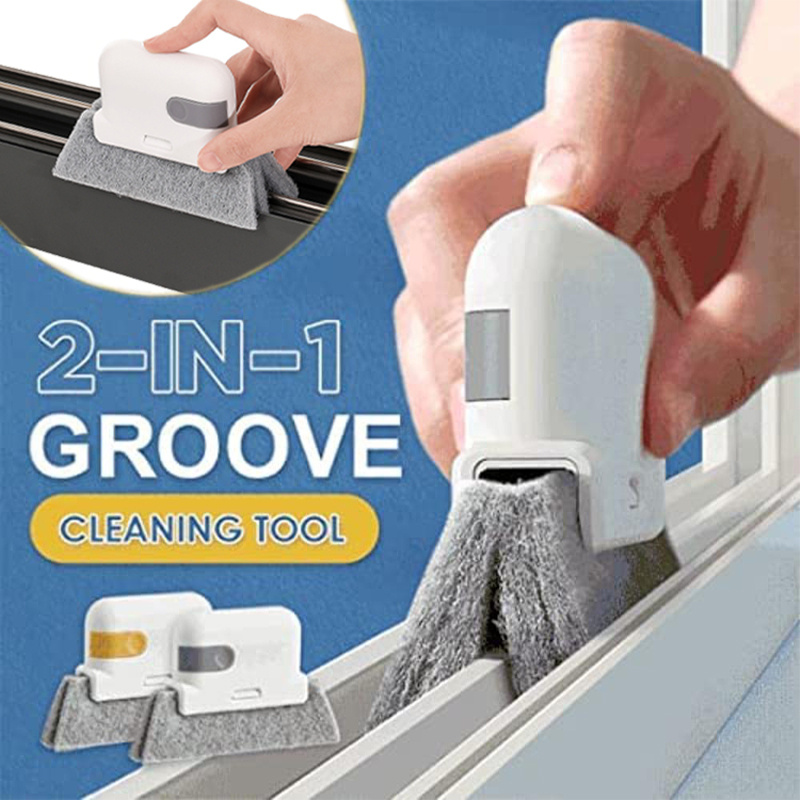 Window Groove Cleaning Brush with Replacement Pads, Hand-held Crevice  Cleaner Tools Window Track Door Cleaner Slot Brush Window Groove Door Track