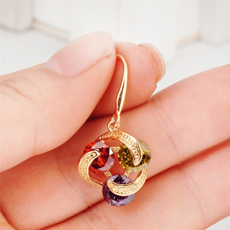 18k gold plated round cut zircon birthstone earrings wedding jewelry gifts details 7