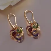 18k gold plated round cut zircon birthstone earrings wedding jewelry gifts details 6
