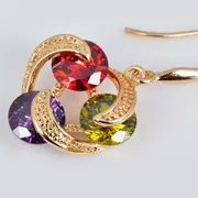 18k gold plated round cut zircon birthstone earrings wedding jewelry gifts details 5