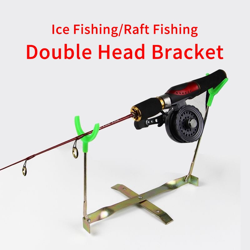 Ice Fishing Bracket: Foldable, Anti-Rust, Double-Headed Fishing Rod Holder  for Winter Ice Fishing