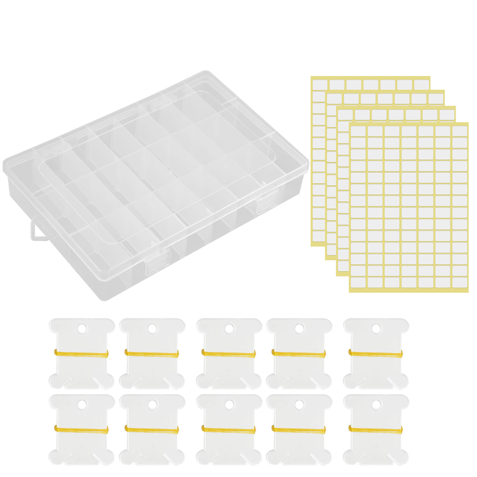  Caydo 2 Pieces Plastic Embroidery Floss Organizer, 24 Grids  Cross Stitch Thread Box with 150 Hard Floss Bobbins 552 Floss Number  Stickers and 165 Blank Stickers : Arts, Crafts & Sewing