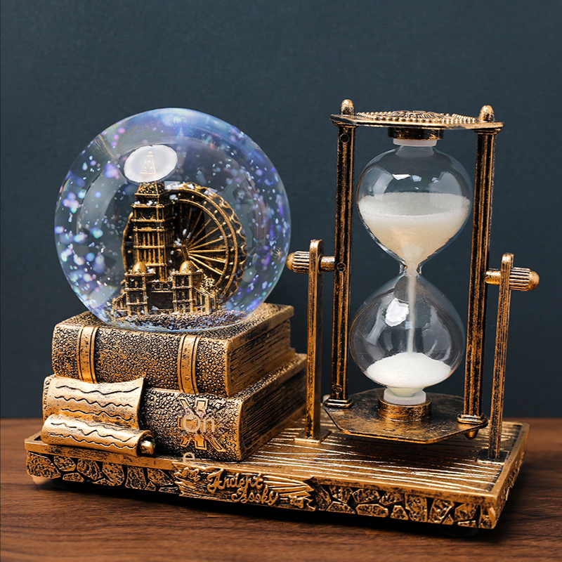 Temporizadores de arena de 60 minutos, reloj de arena de cristal en forma  de corazón, reloj de arena con caja de regalo (azul)