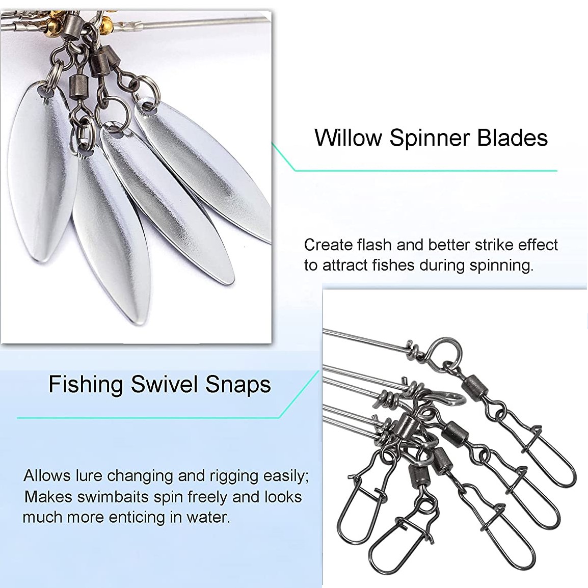5 arm Umbrella Rig Fishing Lure Snap Swivels Willow Blades - Temu
