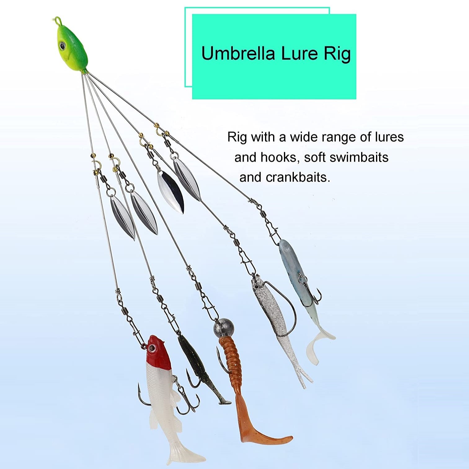 5 arm Umbrella Rig Trolling Fishing Rig Willow Blades - Temu