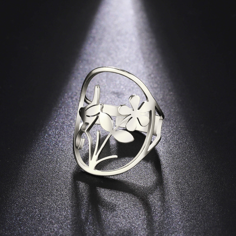 Flower Bird Open Ring Stainless Steel Adjustable Ring Men - Temu Canada