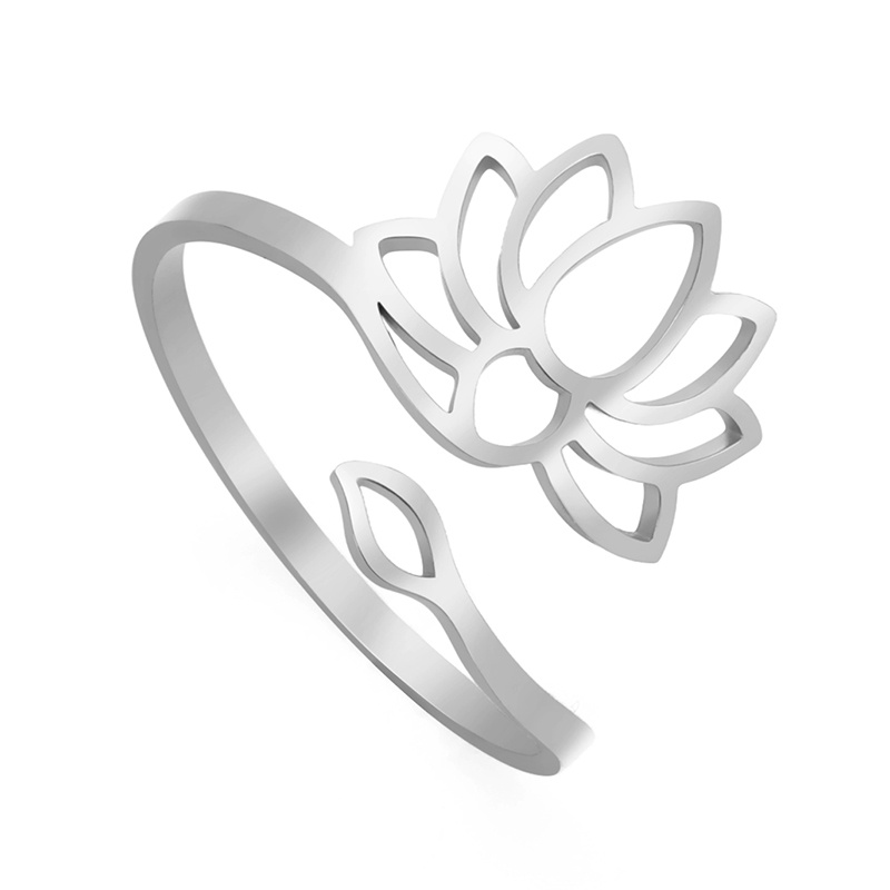 Dreamtimes Lotus Small Pendant Ring Women's Stainless Steel Yoga Ring  Protector Vintage Jewelry New Year Gift Wholesale - AliExpress