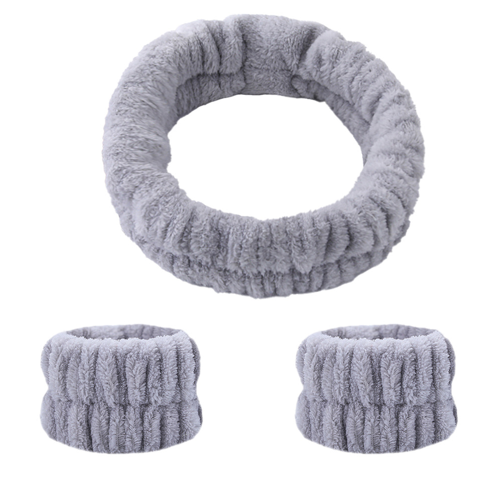 2 Pcs Wrist Wash Bands & 1 Pcs Face Washing Headband Set