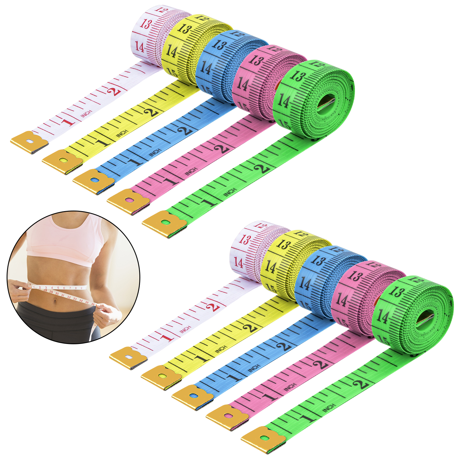 Cloth Tape Measure for Body 60 inch Metric inch Tailor Soft Tape Measure and Retractable Measuring Tape Dual Sided 1 Set 6pcs | Harfington