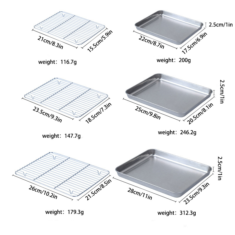 Plateau de cuisson 2pcs, plateau de four en acier inoxydable