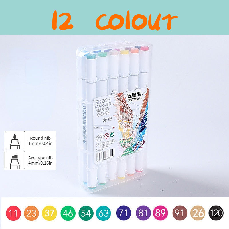 BEIFA Markers 12/24/36 Color Marker Pen Set Mаркеры for Kids Double Pen  Head Watercolor Pens for Student Manga Painting Art