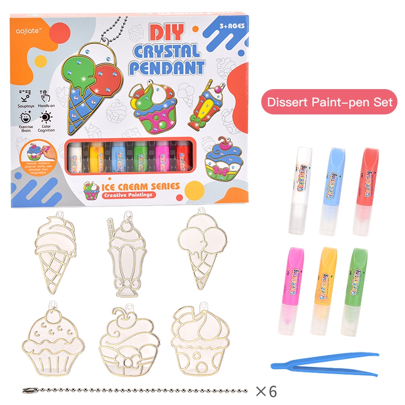 DIY Crystal Paint Arts and Crafts Set, Crystal Painting DIY, DIY Diamond  Painting Kits for Kids, Crystal Paint Arts and Crafts Set, Bake-Free  Crystal Color Glue Painting Pendant Toy 