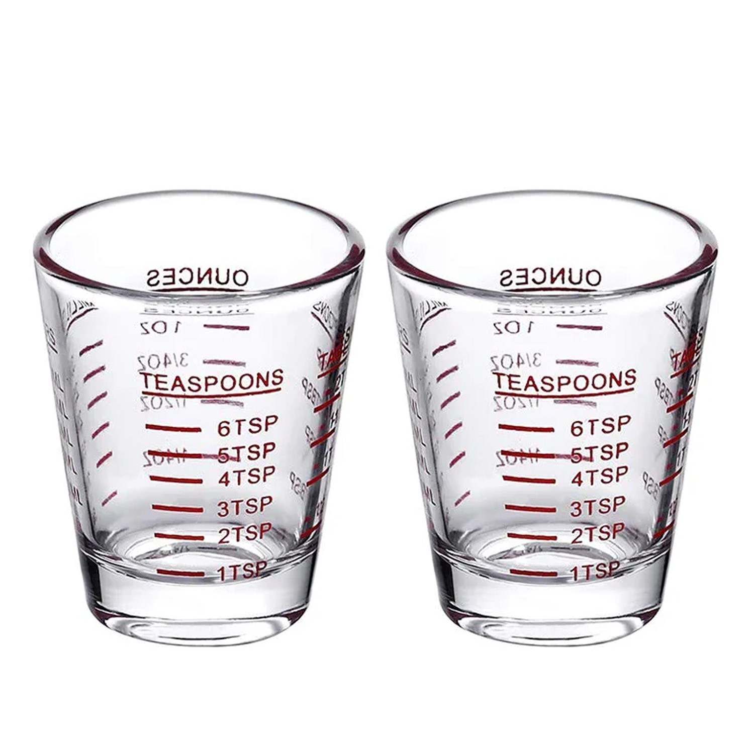 2 MEASURE n POUR 4oz Measuring Glasses Shot Glass tsp. Tbs. Oz. ml