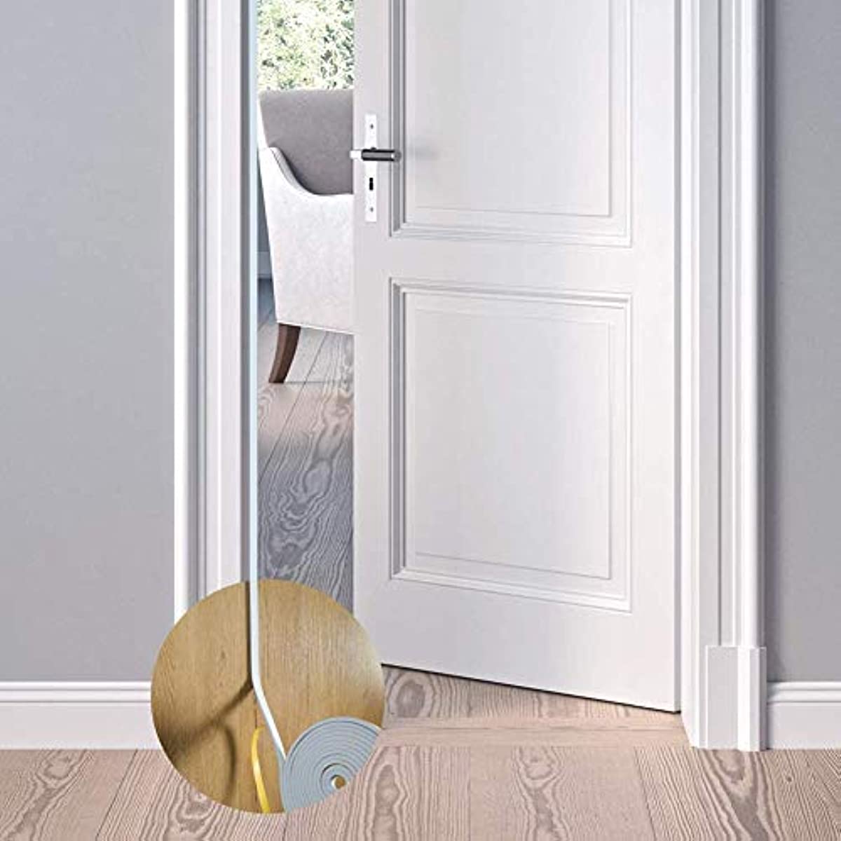 fowong Weather Stripping Door Seal Brown, V Shape Door Seal Strip, 1/2 in Wide x 19 ft Long Foam Seal Strip for Door Frame, Draftproof Door