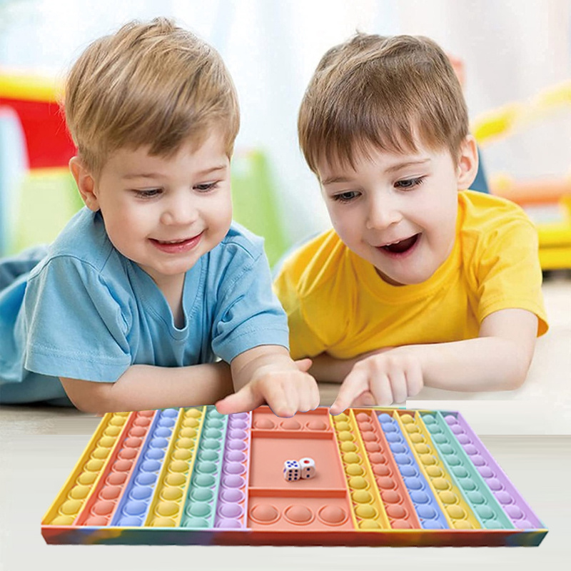  Large Pop It Game Board - Fidget Board Game - Big Popit Rainbow  Chess Board Push Bubble Fidget Toy - Large Bubble Popit Game - Fidget  Sensory Toys for Parent Child 