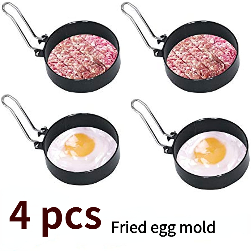 1/2/4 PCS Fried Egg Mold Non Stick Ring Round Egg Pancake Maker Mold Cooker  Ring Mold Cooking Tool for Frying McMuffin or Shaping Eggs 